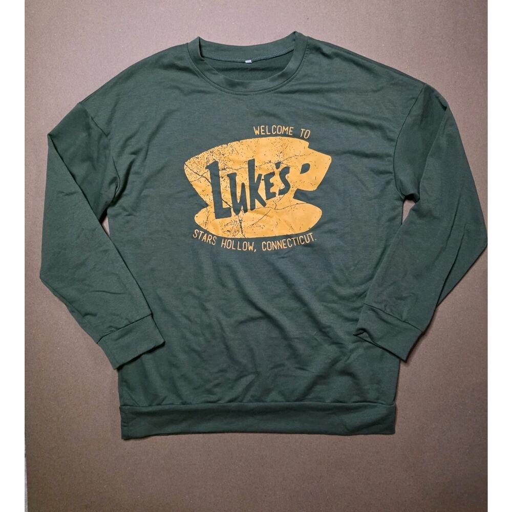 Gilmore Girls Luke's Diner Stars Hollow Ct Sweatshirt Size M Green Rory Lorelai